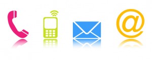 Four colorful contacting  symbols